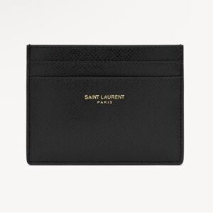 Saint Laurent Black and Gold Leather Card Holder